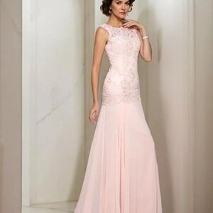 Elegant Pink Lace Evening Gown